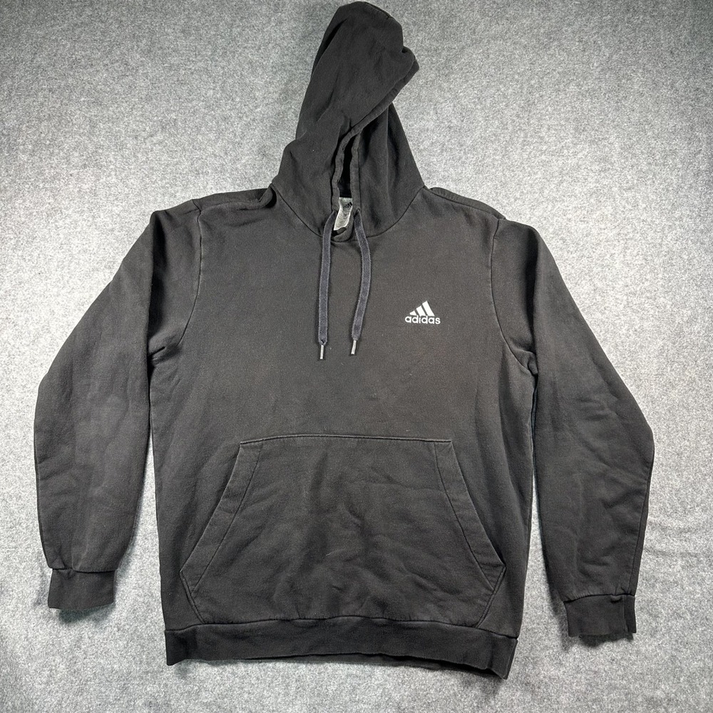 Adidas Essentials Embroidered Logo Hoodie Large Black Fleece Pullover